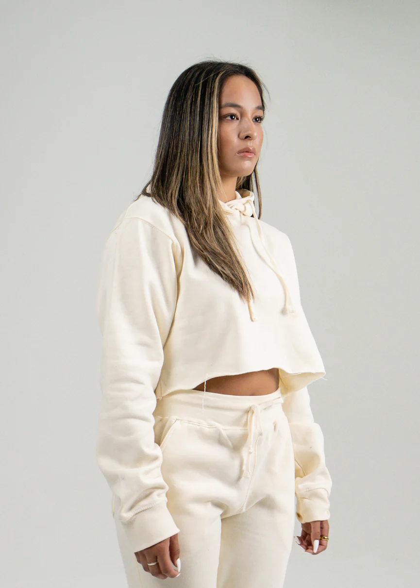 Hooded Crop Top off-white2